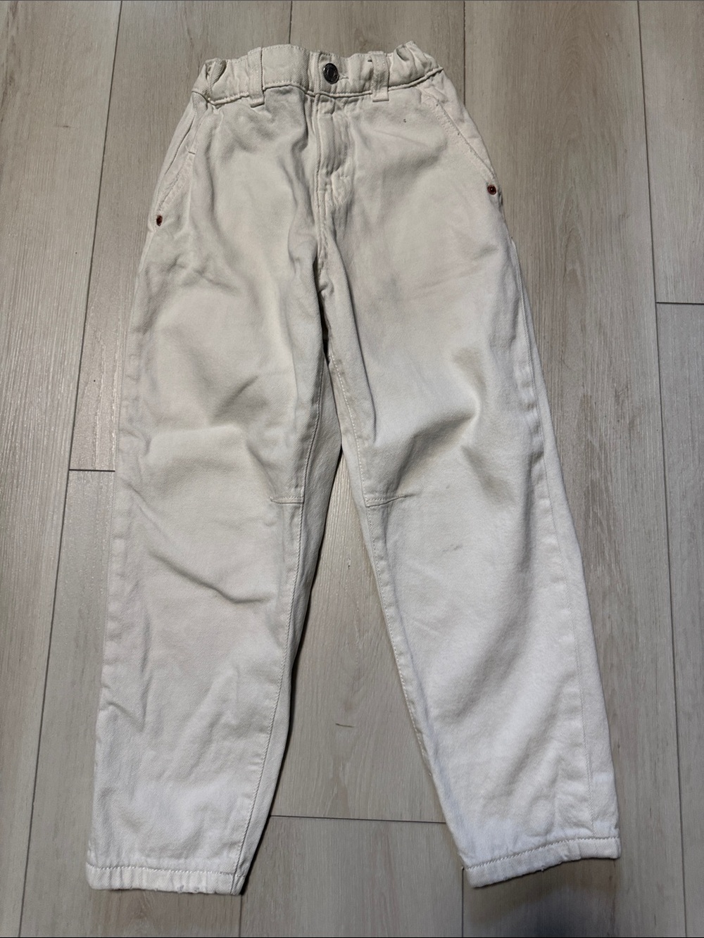 Zara Boy’s Cream Casual Relaxed-Fit Denim Pants with pockets size 10